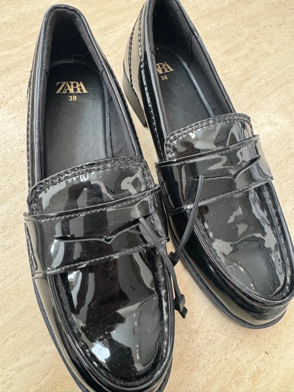 Zara Black Patent Leather Penny Loafers - Picture 5 of 6